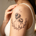 Mother & Son Hug Fine-Line Temporary Tattoo — Minimalist Body Art
